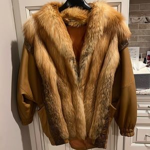 Fox and leather fur jacket
